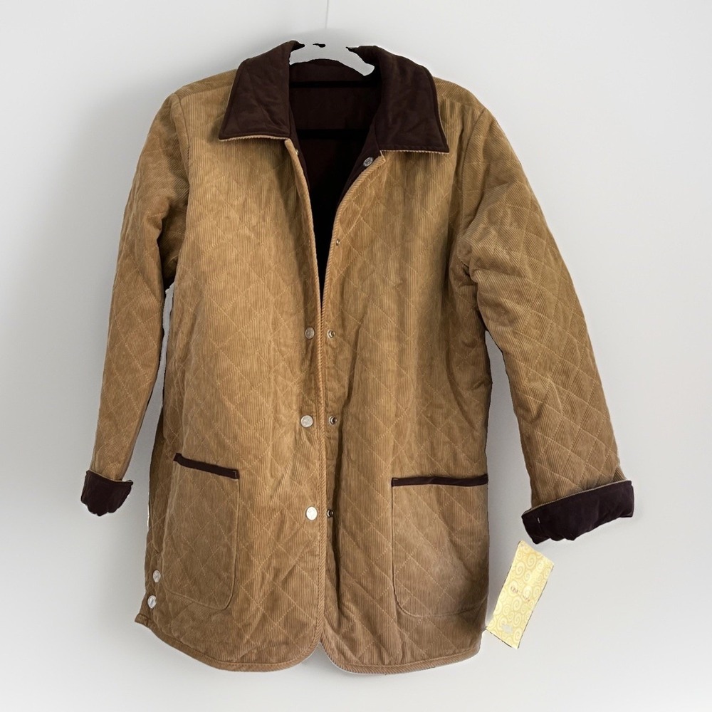 NWT Denim & Co Womens Reversible Corduroy Quilted Barn Jacket Coat Snaps Sz XLL